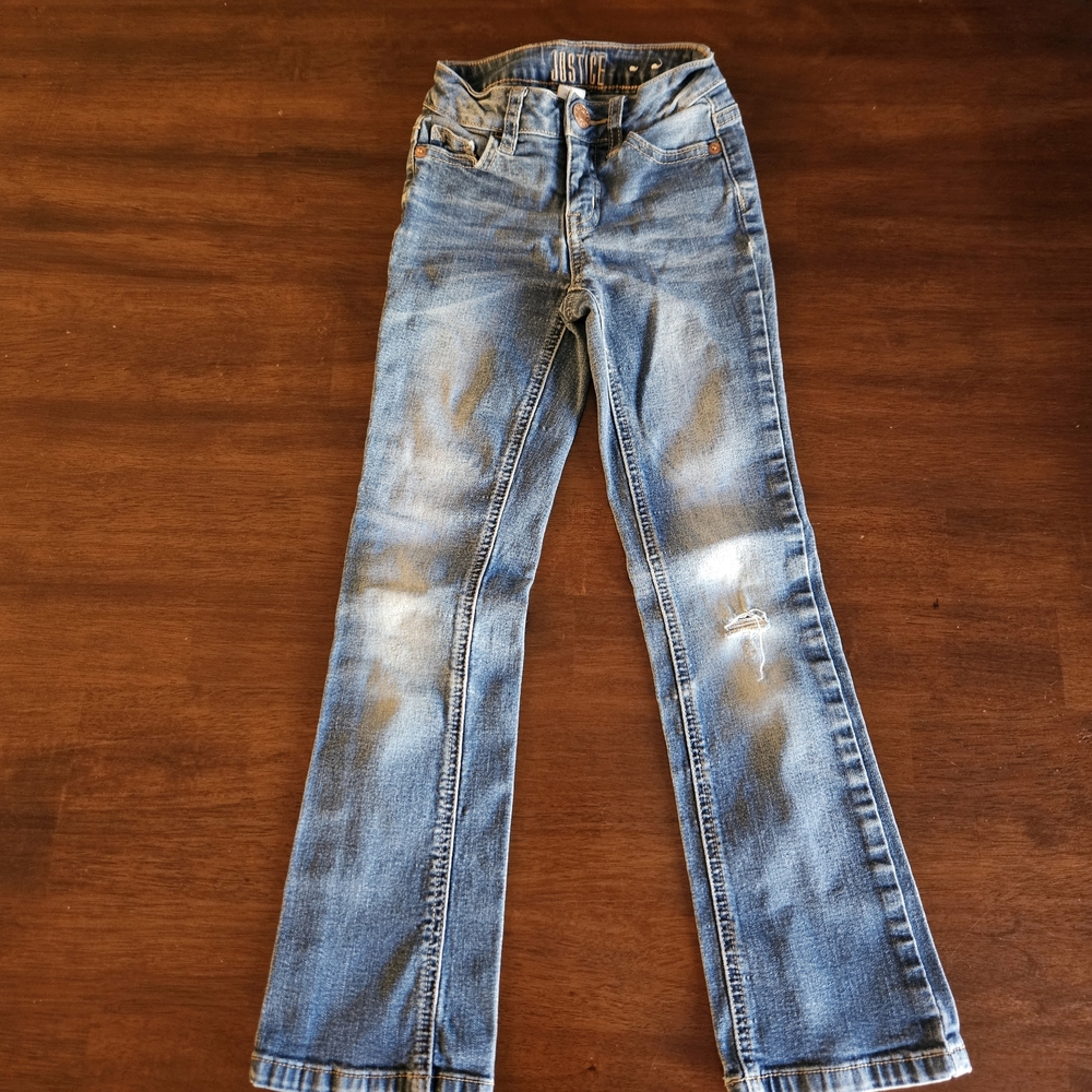 Justice Light Blue Distressed Jeans for Kids